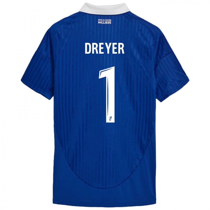 Niño Camiseta Matthieu Dreyer #1 Azul Blanco 1ª Equipación 2024/25 La Camisa