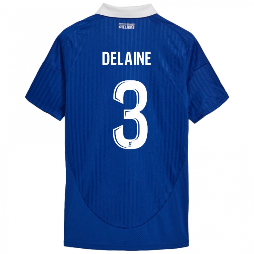 Niño Camiseta Thomas Delaine #3 Azul Blanco 1ª Equipación 2024/25 La Camisa