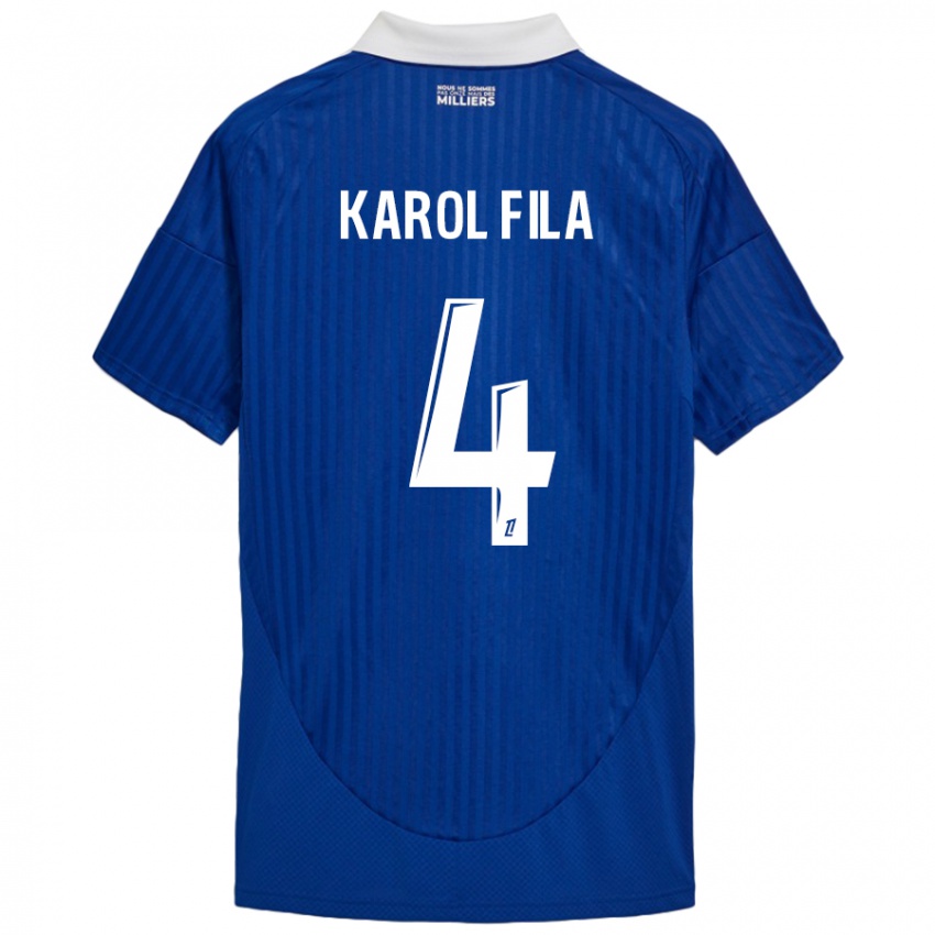 Niño Camiseta Karol Fila #4 Azul Blanco 1ª Equipación 2024/25 La Camisa