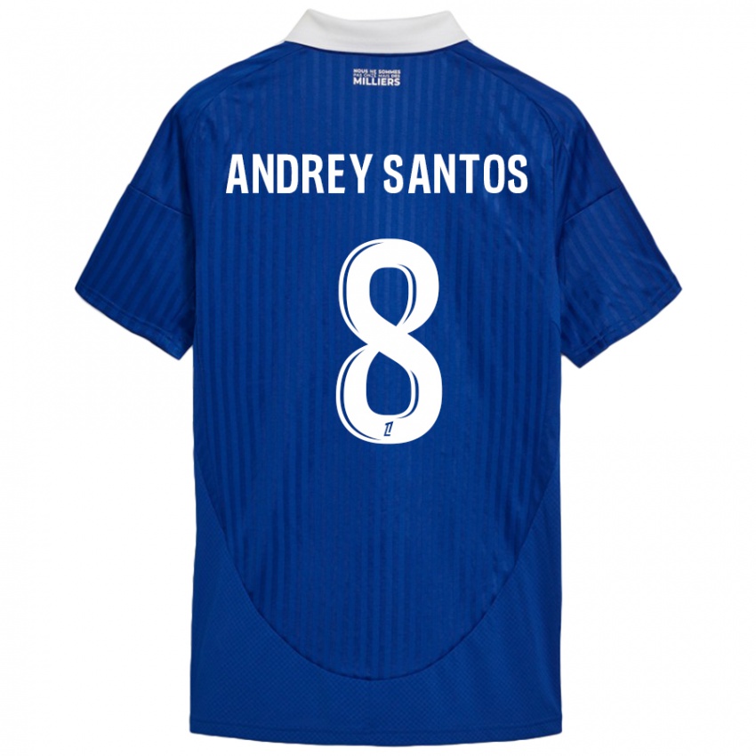 Niño Camiseta Andrey Santos #8 Azul Blanco 1ª Equipación 2024/25 La Camisa