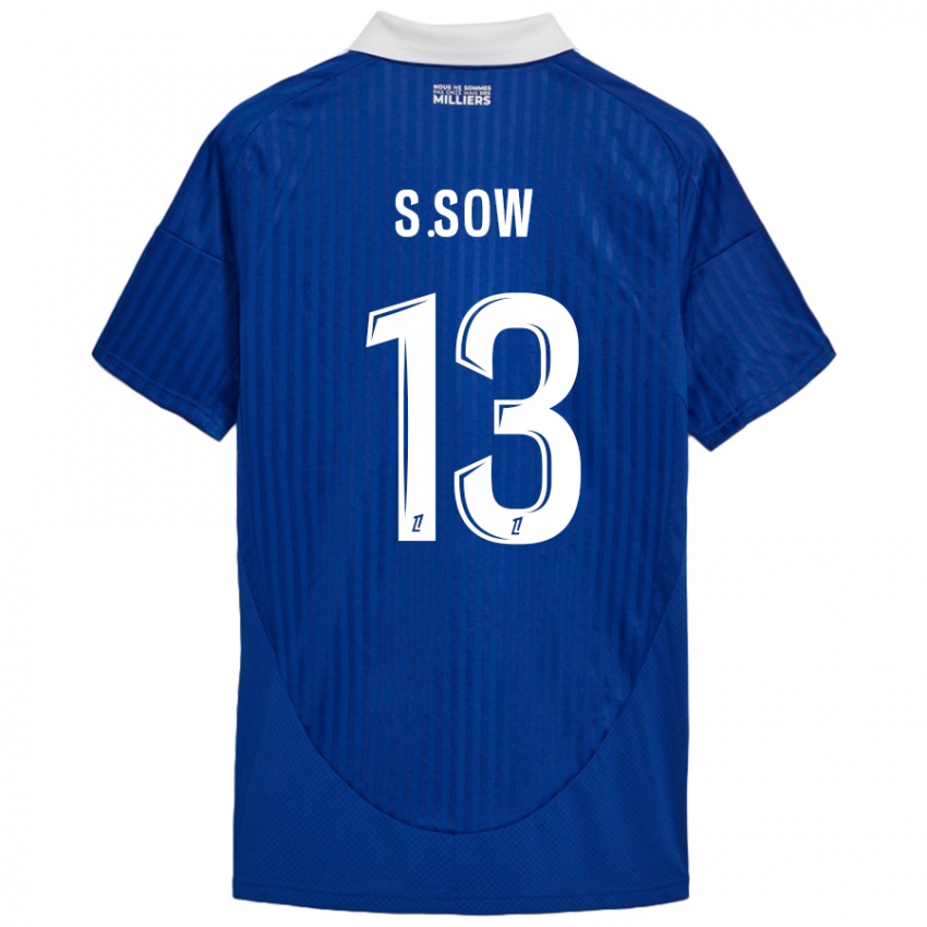 Niño Camiseta Saïdou Sow #13 Azul Blanco 1ª Equipación 2024/25 La Camisa