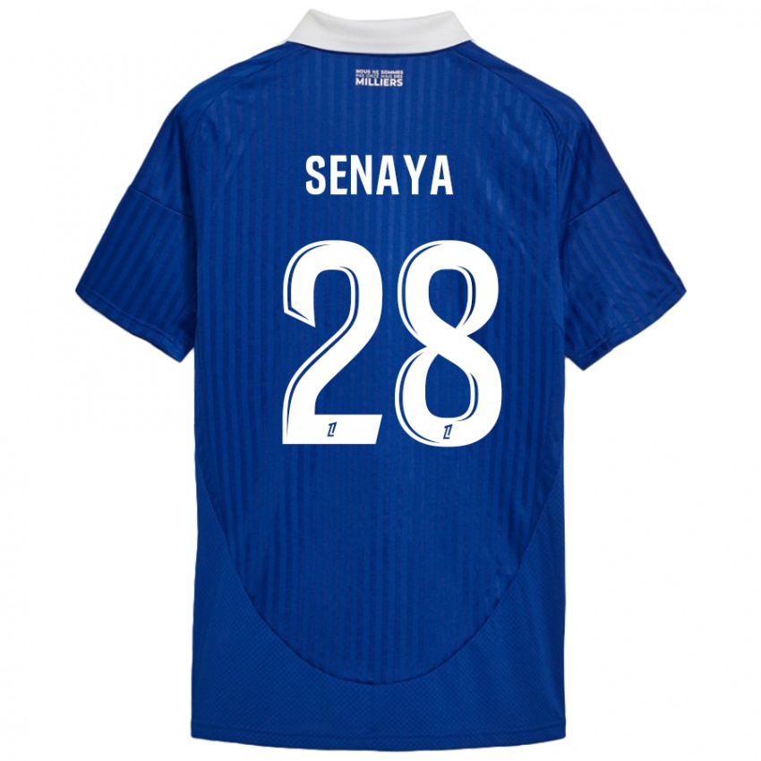 Niño Camiseta Marvin Senaya #28 Azul Blanco 1ª Equipación 2024/25 La Camisa