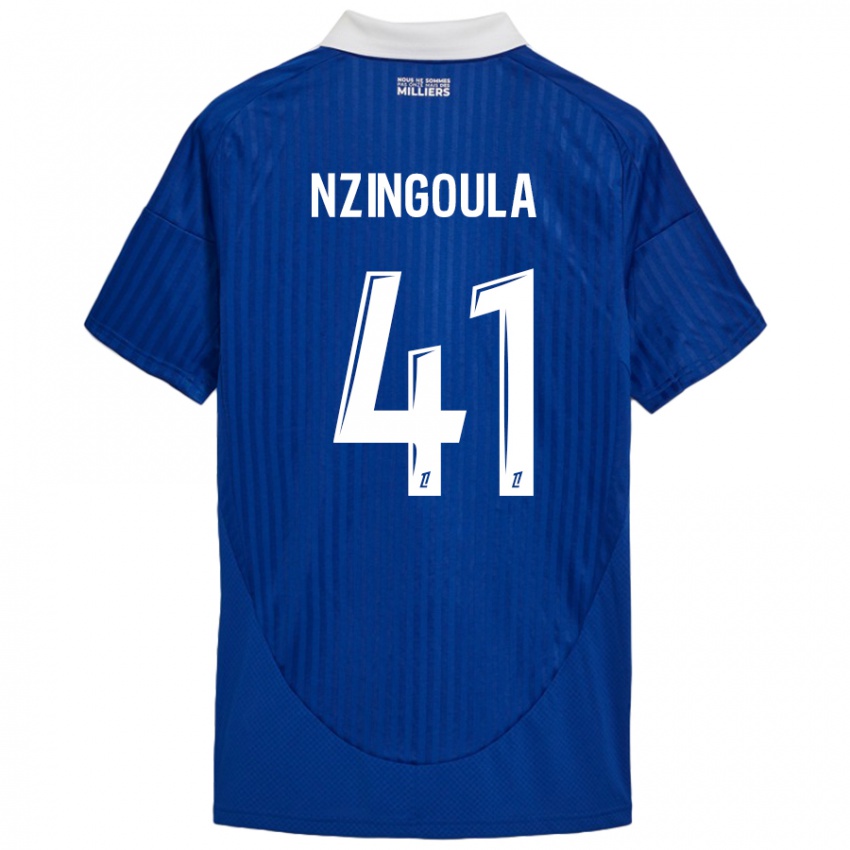 Niño Camiseta Rabby Nzingoula #41 Azul Blanco 1ª Equipación 2024/25 La Camisa