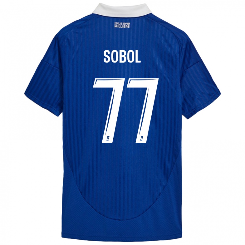 Niño Camiseta Eduard Sobol #77 Azul Blanco 1ª Equipación 2024/25 La Camisa