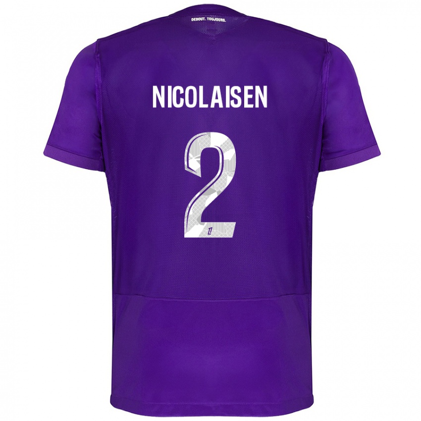 Niño Camiseta Rasmus Nicolaisen #2 Morado Blanco 1ª Equipación 2024/25 La Camisa