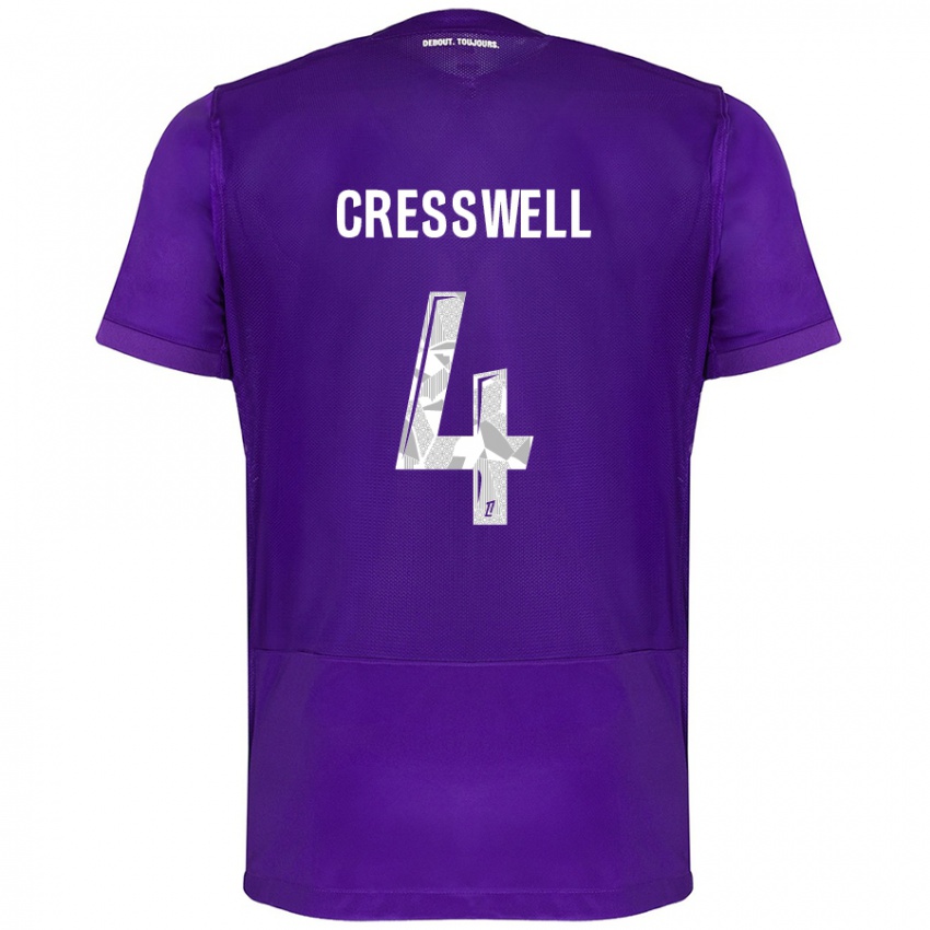 Niño Camiseta Charlie Cresswell #4 Morado Blanco 1ª Equipación 2024/25 La Camisa