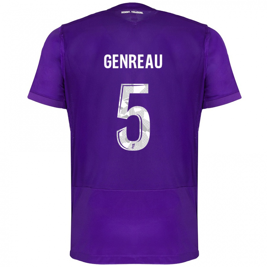 Niño Camiseta Denis Genreau #5 Morado Blanco 1ª Equipación 2024/25 La Camisa