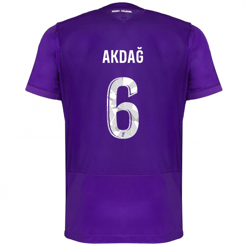 Niño Camiseta Ümit Akdağ #6 Morado Blanco 1ª Equipación 2024/25 La Camisa