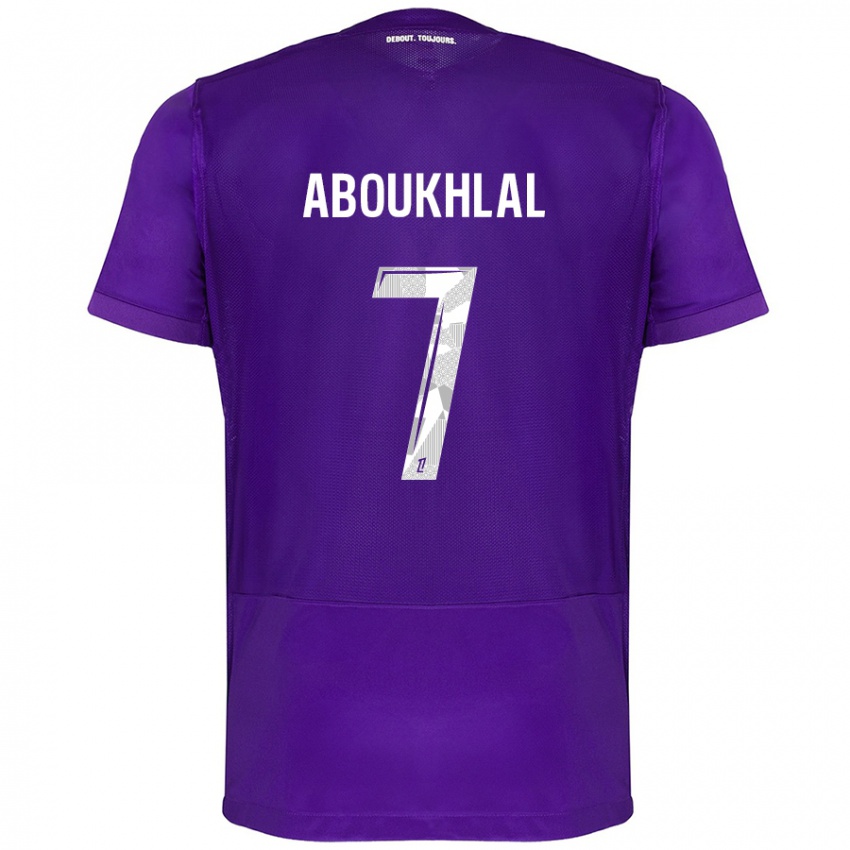 Niño Camiseta Zakaria Aboukhlal #7 Morado Blanco 1ª Equipación 2024/25 La Camisa