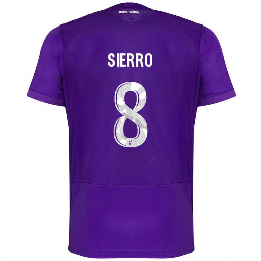 Niño Camiseta Vincent Sierro #8 Morado Blanco 1ª Equipación 2024/25 La Camisa