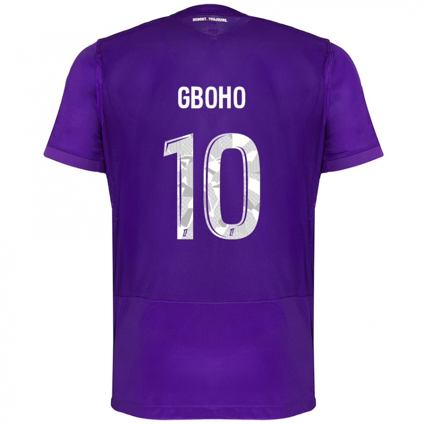 Niño Camiseta Yann Gboho #10 Morado Blanco 1ª Equipación 2024/25 La Camisa