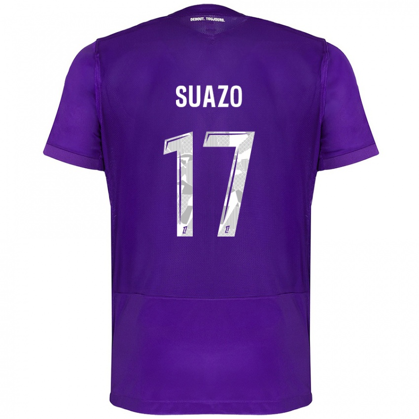 Niño Camiseta Gabriel Suazo #17 Morado Blanco 1ª Equipación 2024/25 La Camisa