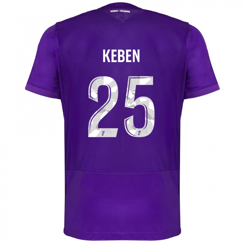 Niño Camiseta Kévin Keben #25 Morado Blanco 1ª Equipación 2024/25 La Camisa