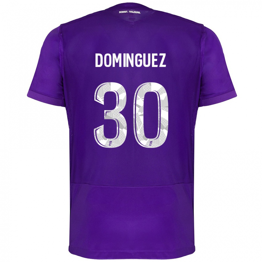 Niño Camiseta Álex Domínguez #30 Morado Blanco 1ª Equipación 2024/25 La Camisa