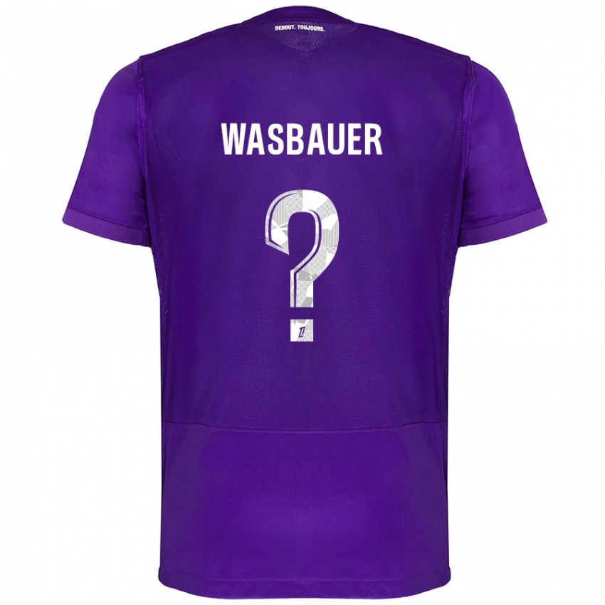 Niño Camiseta Nicolas Wasbauer #0 Morado Blanco 1ª Equipación 2024/25 La Camisa