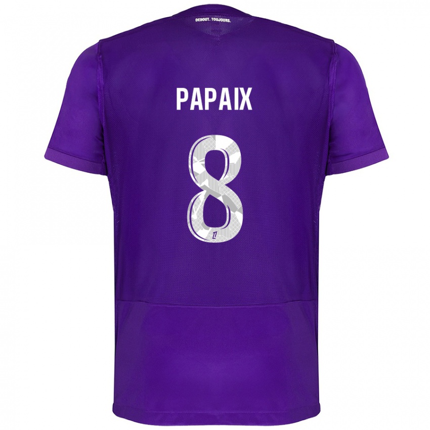 Niño Camiseta Pauline Papaix #8 Morado Blanco 1ª Equipación 2024/25 La Camisa