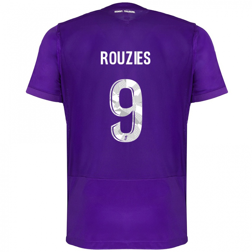 Niño Camiseta Manon Rouzies #9 Morado Blanco 1ª Equipación 2024/25 La Camisa