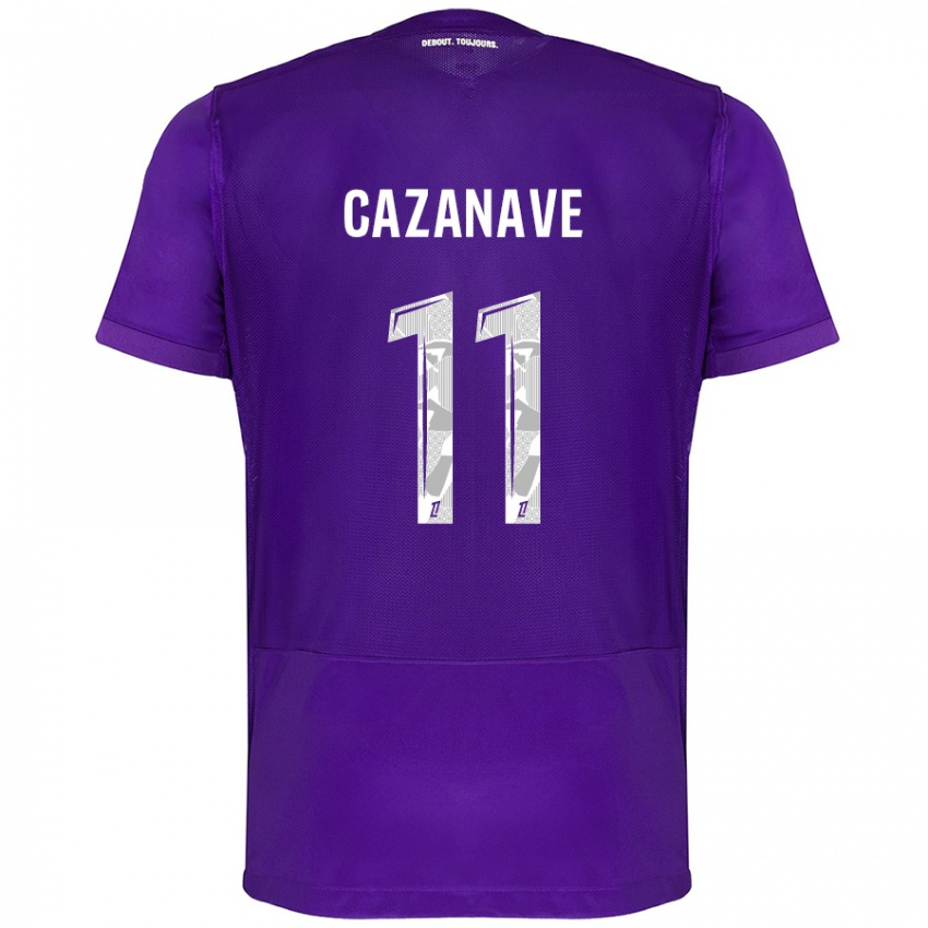 Niño Camiseta Julie Cazanave #11 Morado Blanco 1ª Equipación 2024/25 La Camisa