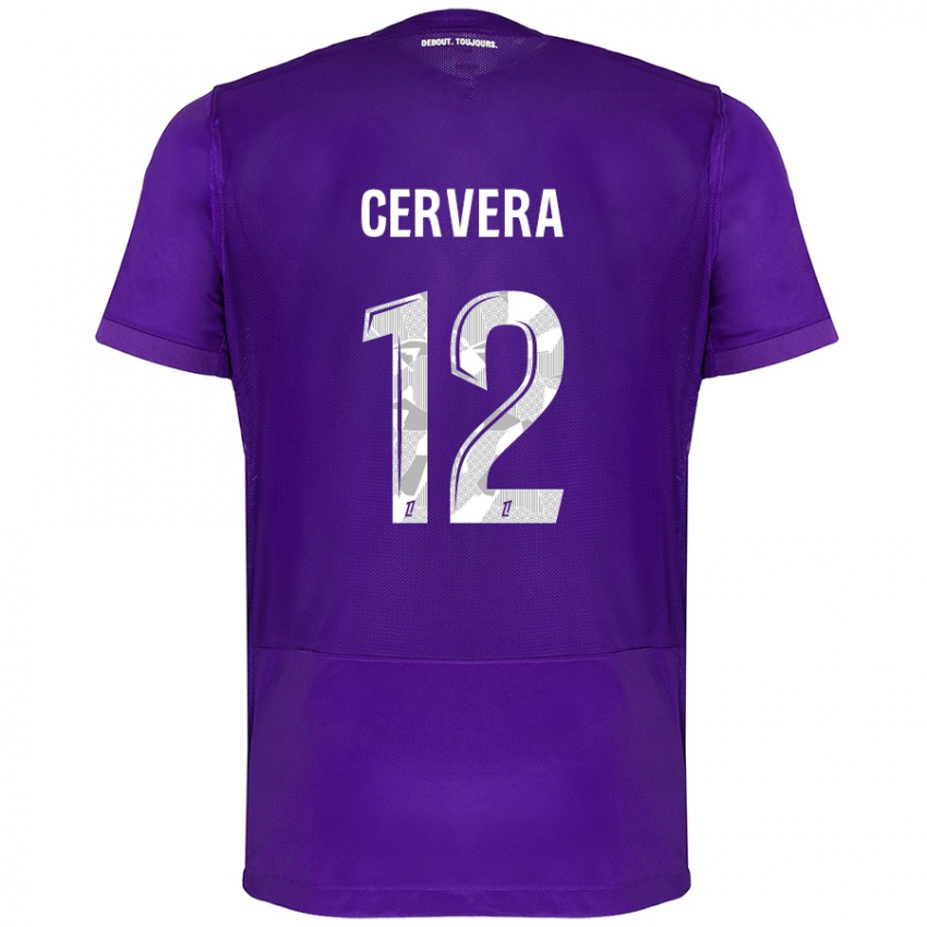 Niño Camiseta Laurianne Cervera #12 Morado Blanco 1ª Equipación 2024/25 La Camisa