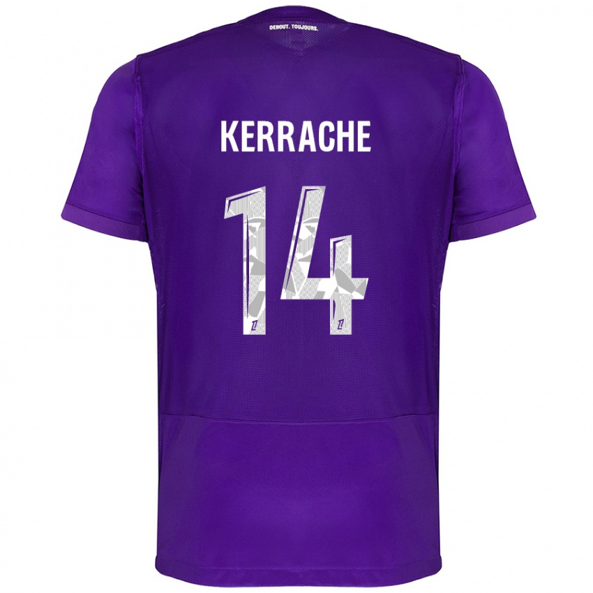 Niño Camiseta Marina Kerrache #14 Morado Blanco 1ª Equipación 2024/25 La Camisa