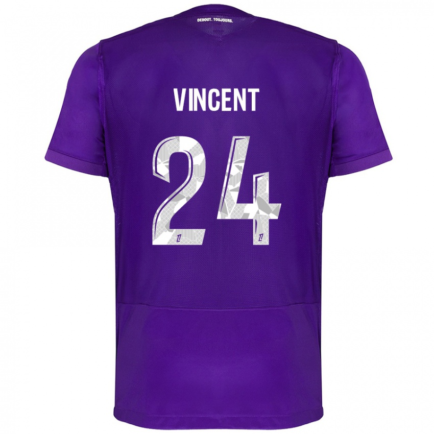 Niño Camiseta Magalie Vincent #24 Morado Blanco 1ª Equipación 2024/25 La Camisa