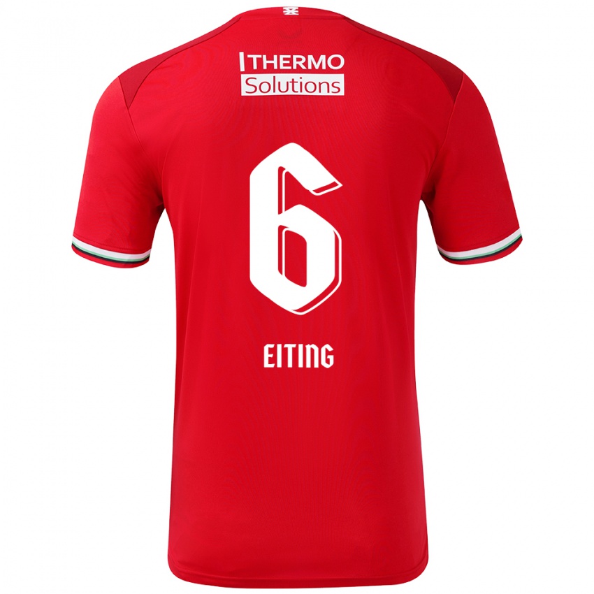 Niño Camiseta Carel Eiting #6 Rojo Blanco 1ª Equipación 2024/25 La Camisa