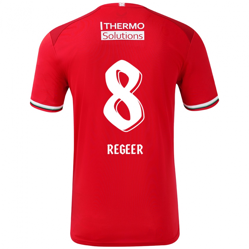 Niño Camiseta Youri Regeer #8 Rojo Blanco 1ª Equipación 2024/25 La Camisa