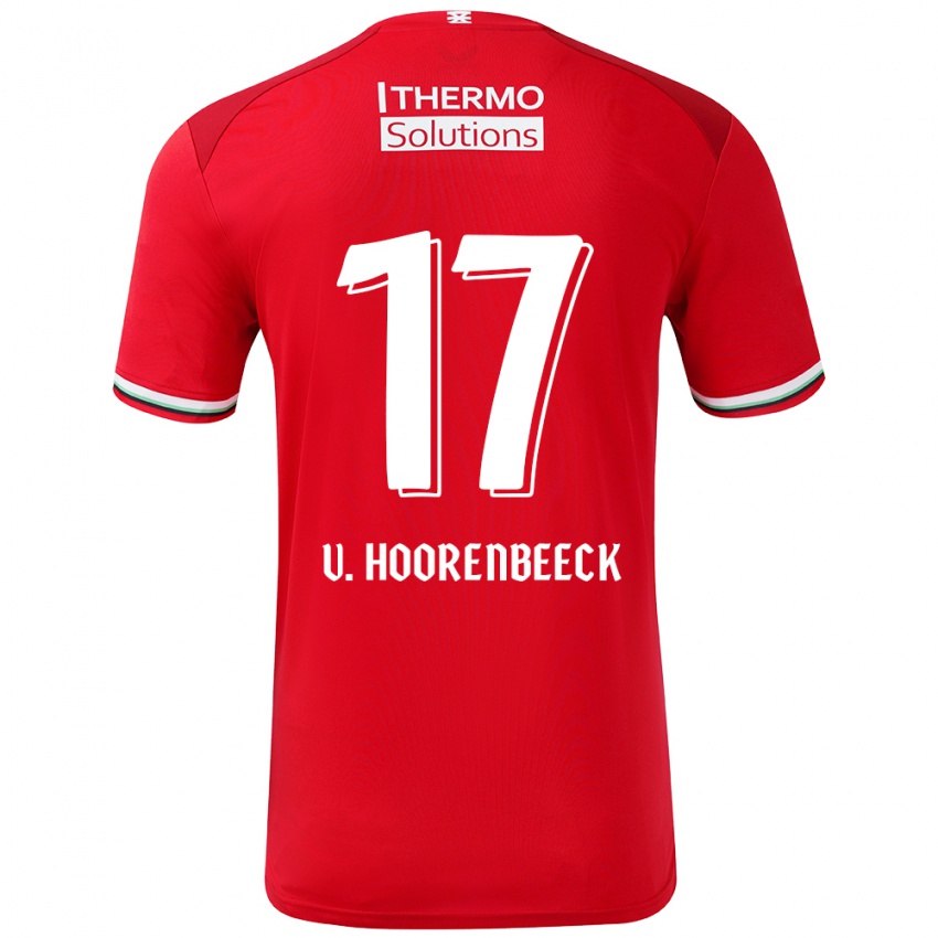 Niño Camiseta Alec Van Hoorenbeeck #17 Rojo Blanco 1ª Equipación 2024/25 La Camisa