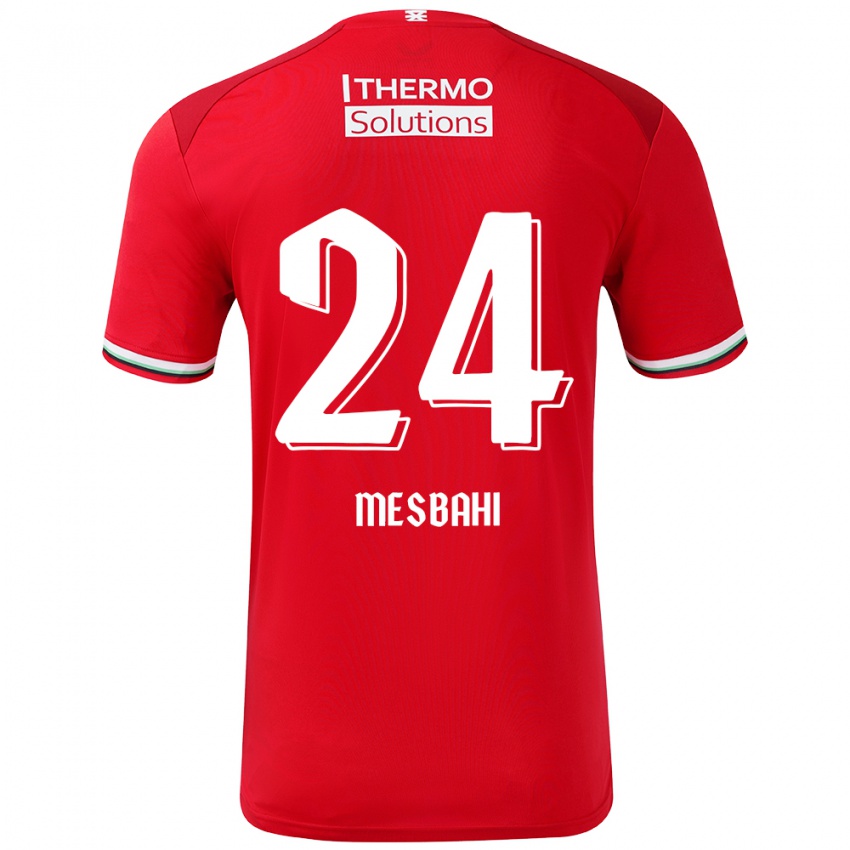 Niño Camiseta Juliën Mesbahi #24 Rojo Blanco 1ª Equipación 2024/25 La Camisa