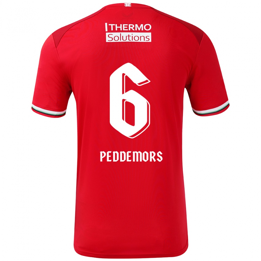 Niño Camiseta Ella Peddemors #6 Rojo Blanco 1ª Equipación 2024/25 La Camisa