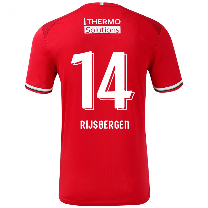 Niño Camiseta Liz Rijsbergen #14 Rojo Blanco 1ª Equipación 2024/25 La Camisa