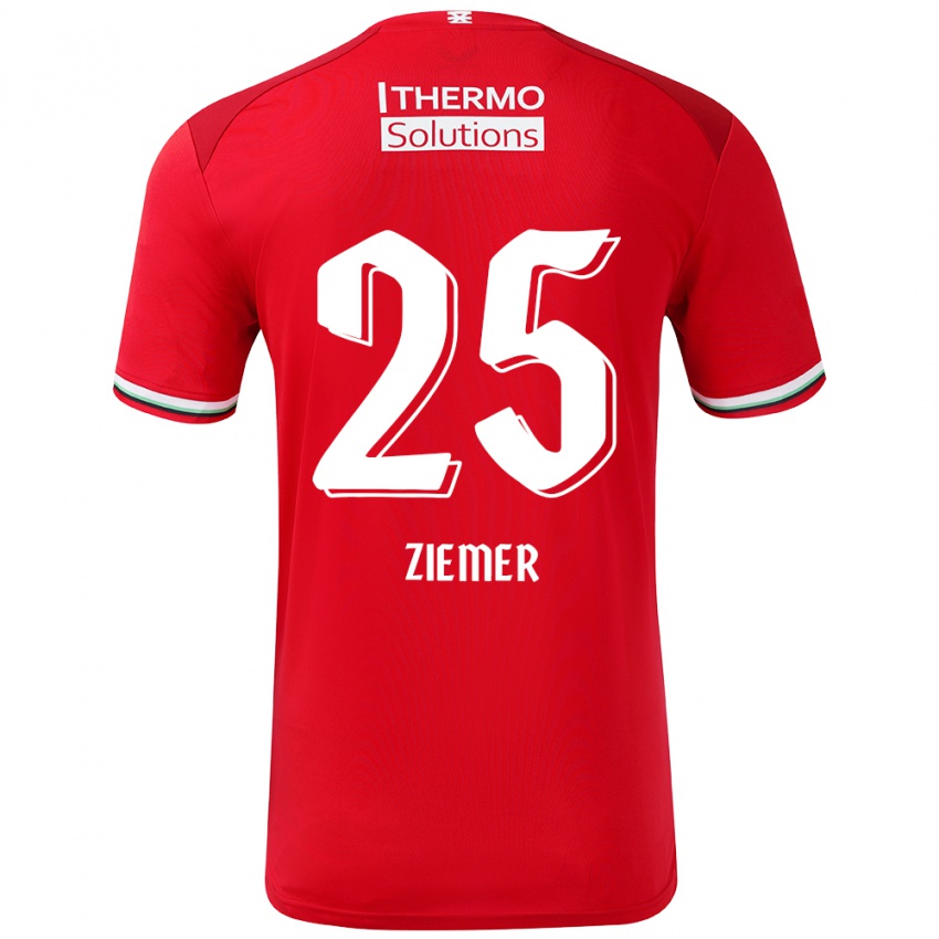 Niño Camiseta Taylor Ziemer #25 Rojo Blanco 1ª Equipación 2024/25 La Camisa