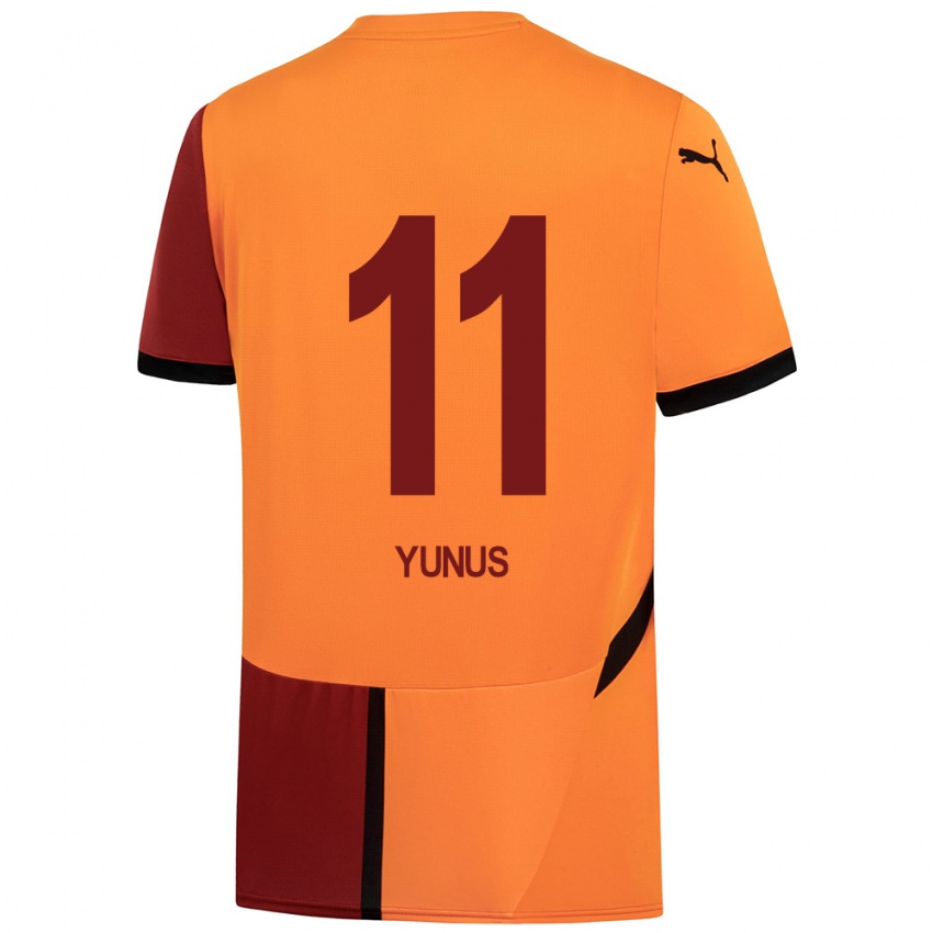 Niño Camiseta Yunus Akgün #11 Amarillo Rojo 1ª Equipación 2024/25 La Camisa