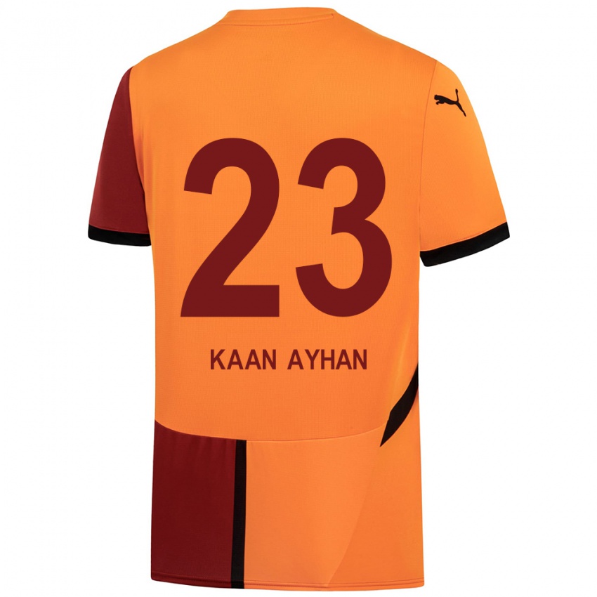 Niño Camiseta Kaan Ayhan #23 Amarillo Rojo 1ª Equipación 2024/25 La Camisa