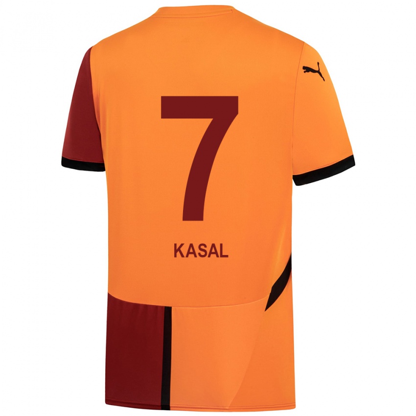 Niño Camiseta Yasin Kasal #7 Amarillo Rojo 1ª Equipación 2024/25 La Camisa