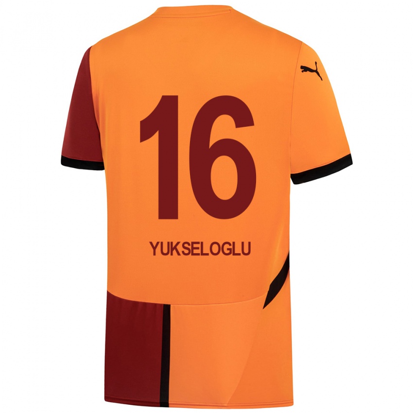 Niño Camiseta Ayaz Yükseloğlu #16 Amarillo Rojo 1ª Equipación 2024/25 La Camisa