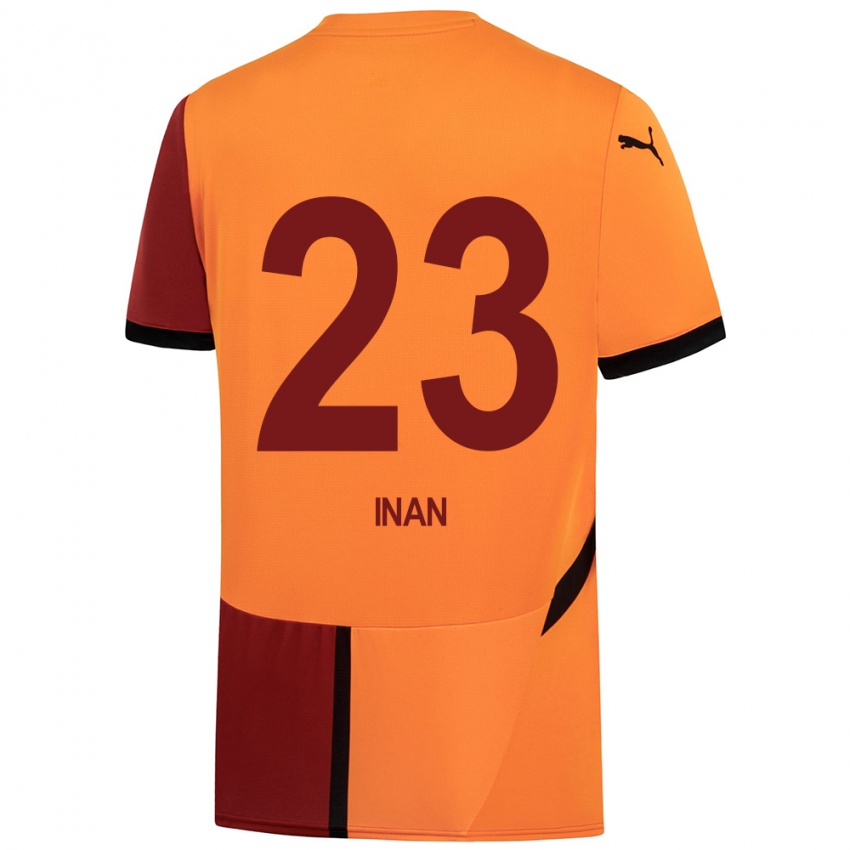 Niño Camiseta Müge İnan #23 Amarillo Rojo 1ª Equipación 2024/25 La Camisa