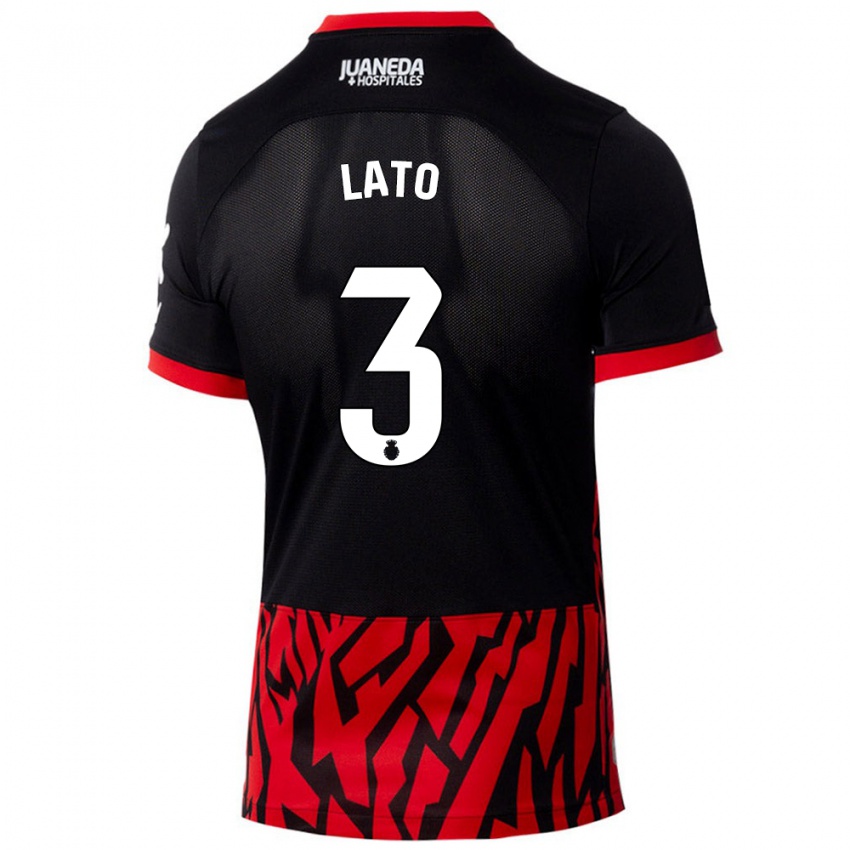 Niño Camiseta Toni Lato #3 Negro Rojo 1ª Equipación 2024/25 La Camisa