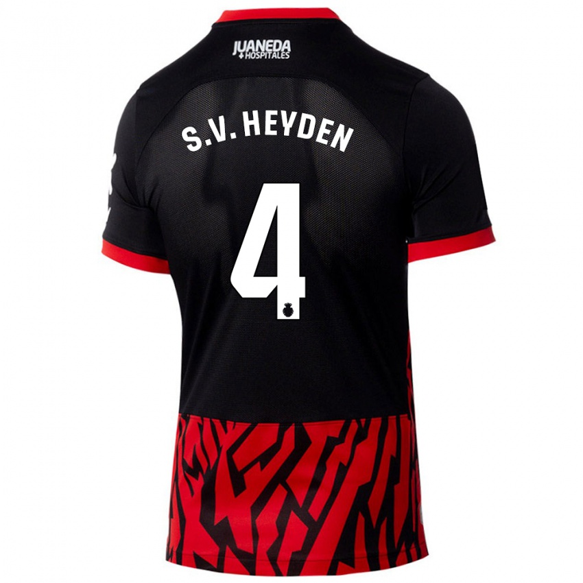 Niño Camiseta Siebe Van Der Heyden #4 Negro Rojo 1ª Equipación 2024/25 La Camisa