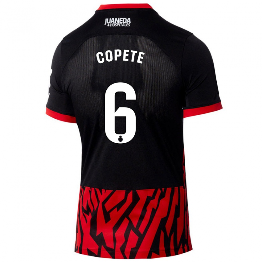 Niño Camiseta José Copete #6 Negro Rojo 1ª Equipación 2024/25 La Camisa