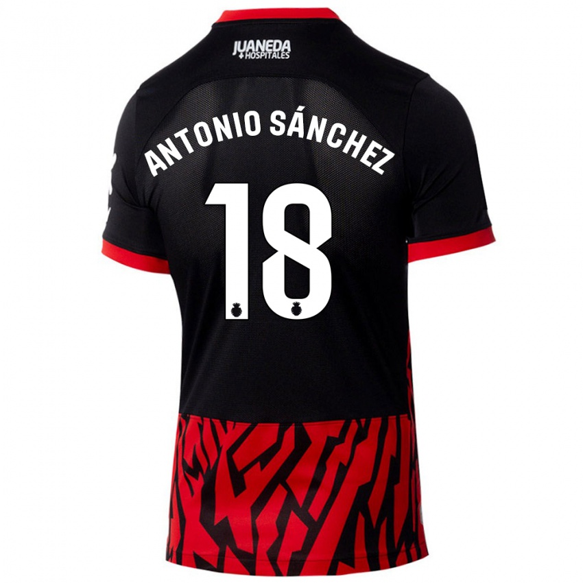 Niño Camiseta Antonio Sánchez #18 Negro Rojo 1ª Equipación 2024/25 La Camisa