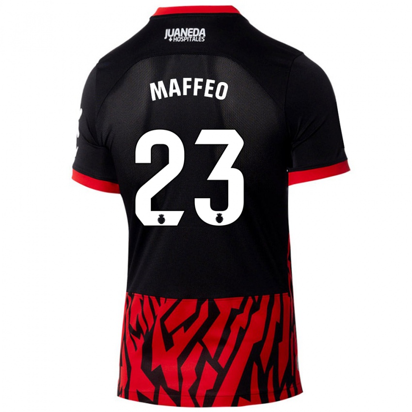 Niño Camiseta Pablo Maffeo #23 Negro Rojo 1ª Equipación 2024/25 La Camisa