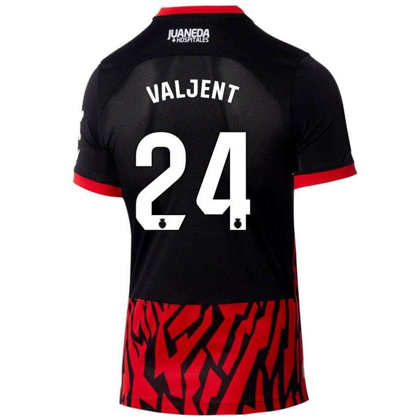 Niño Camiseta Martin Valjent #24 Negro Rojo 1ª Equipación 2024/25 La Camisa