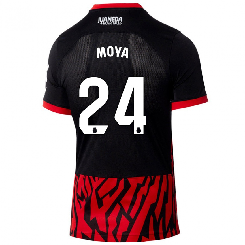 Niño Camiseta Pablo Moyá #24 Negro Rojo 1ª Equipación 2024/25 La Camisa