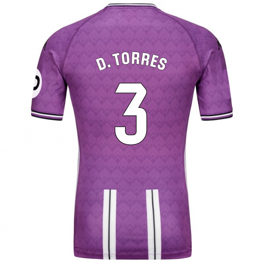 Niño Camiseta David Torres #3 Púrpura Blanco 1ª Equipación 2024/25 La Camisa