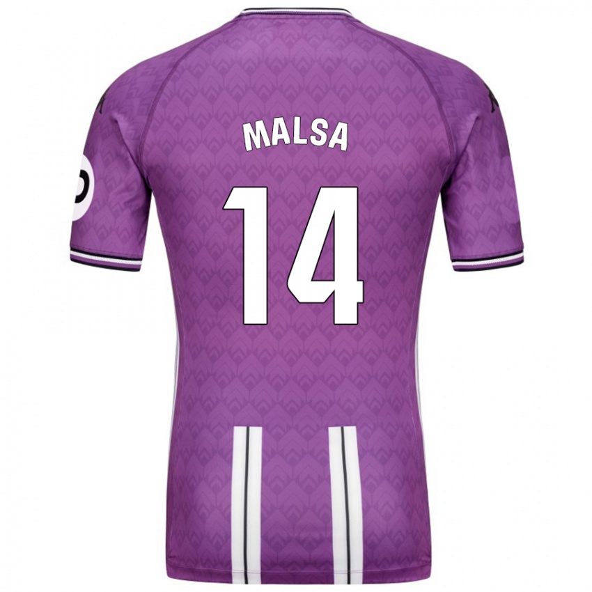 Niño Camiseta Mickaël Malsa #14 Púrpura Blanco 1ª Equipación 2024/25 La Camisa