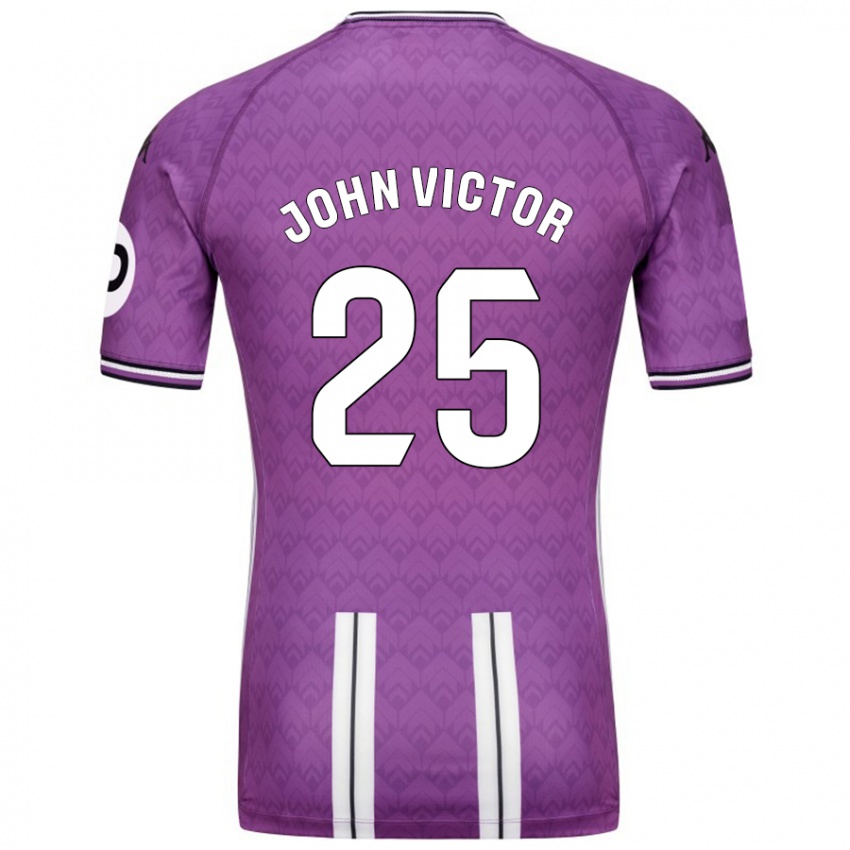 Niño Camiseta John Victor #25 Púrpura Blanco 1ª Equipación 2024/25 La Camisa