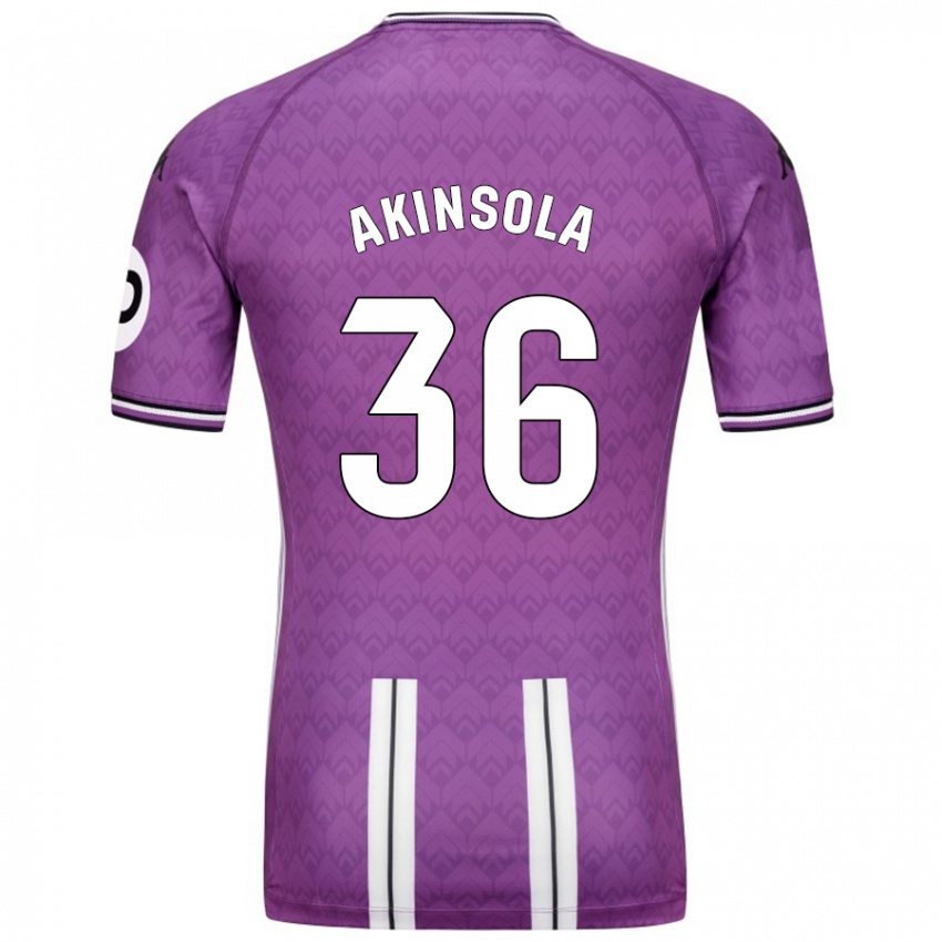 Niño Camiseta Tunde Akinsola #36 Púrpura Blanco 1ª Equipación 2024/25 La Camisa