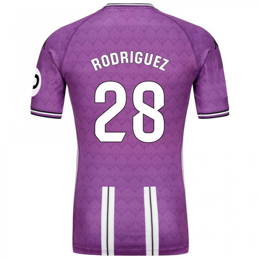 Niño Camiseta Yago Rodríguez #28 Púrpura Blanco 1ª Equipación 2024/25 La Camisa