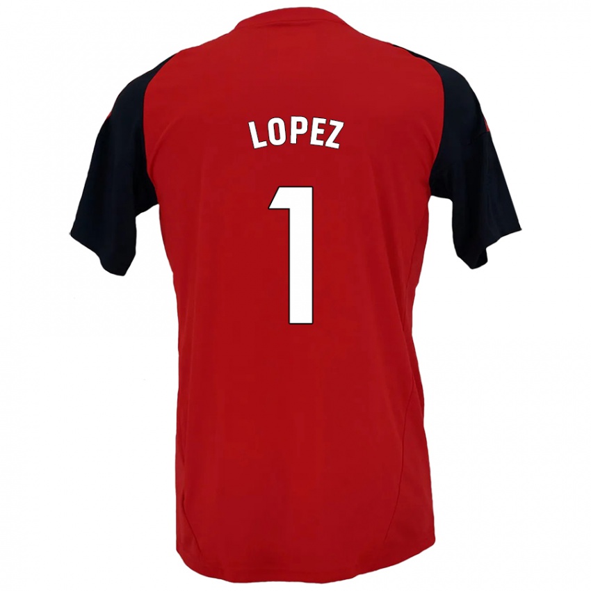 Niño Camiseta Luis López #1 Rojo Negro 1ª Equipación 2024/25 La Camisa